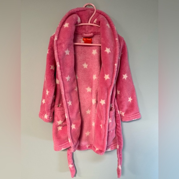 Joe Fresh Pink with White Stars Bath Robe, Toddler Girl Size 3, Warm cozy robe - Picture 7 of 8